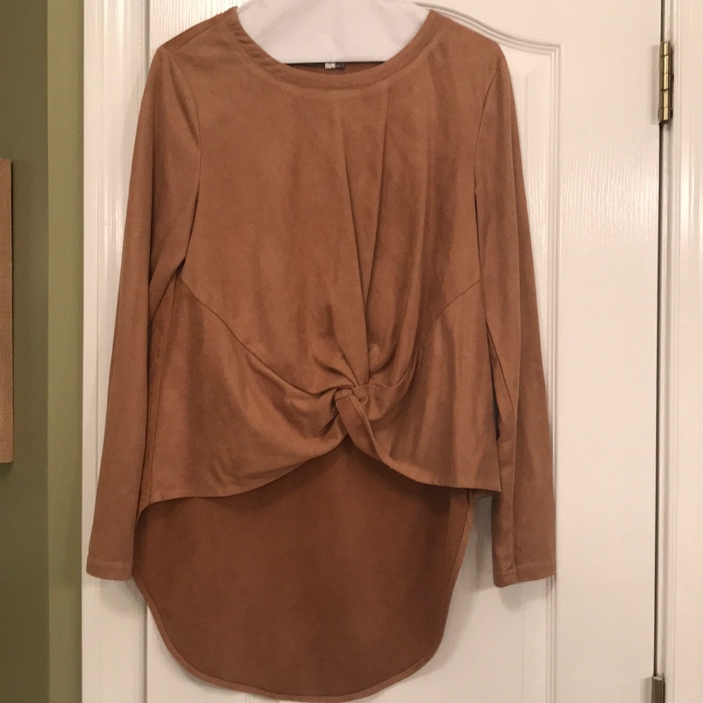 Camel suede top